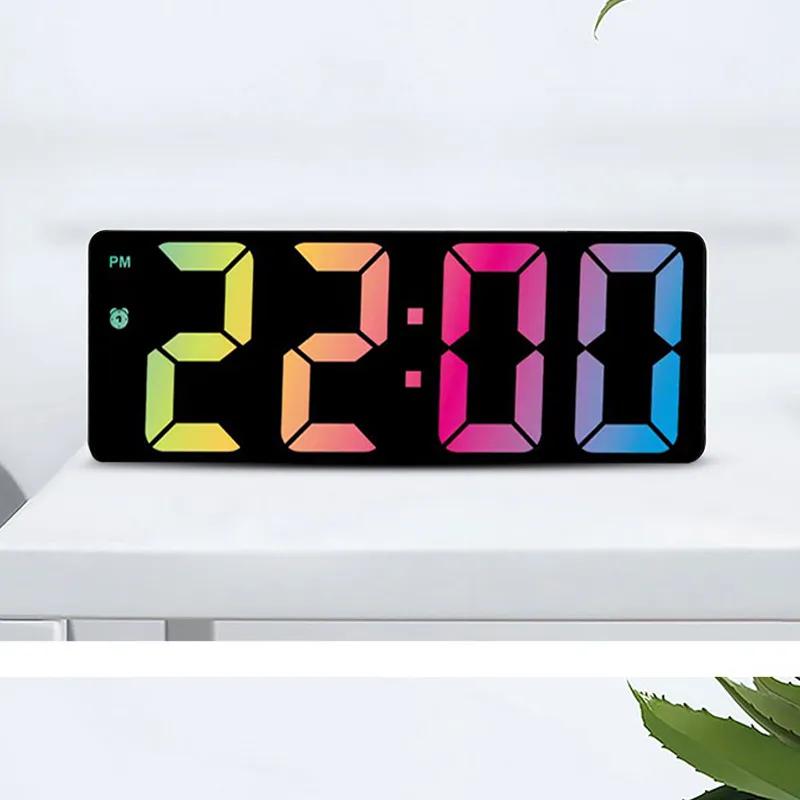 컬러 폰트 LED 알람 시계, 크로스 보더 핫 시계, 침대 옆 시계, 대형 스크린, 대형 폰트 전자 시계